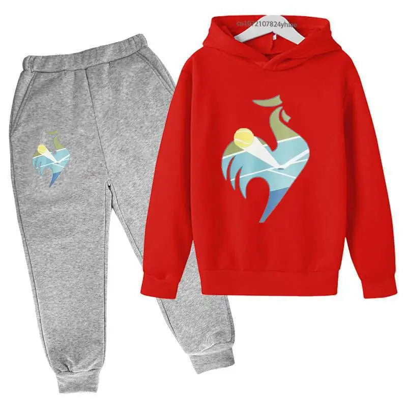 Maxy Kids Hoodie Rooster Sweatshirt Top + Pants 2p Coat Boys Girls Preschool 3-12y Beautiful Girls Sunshine Sports Casual Suit