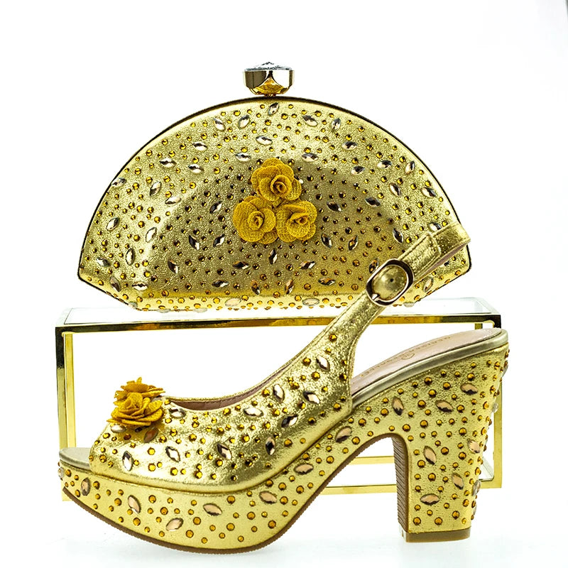 Maxy Fashion Top Italian Designers 2024 Casual Elegant Solid Color Clutch Bag Floral Sequin Summer Women's Platform High Heel Sandals