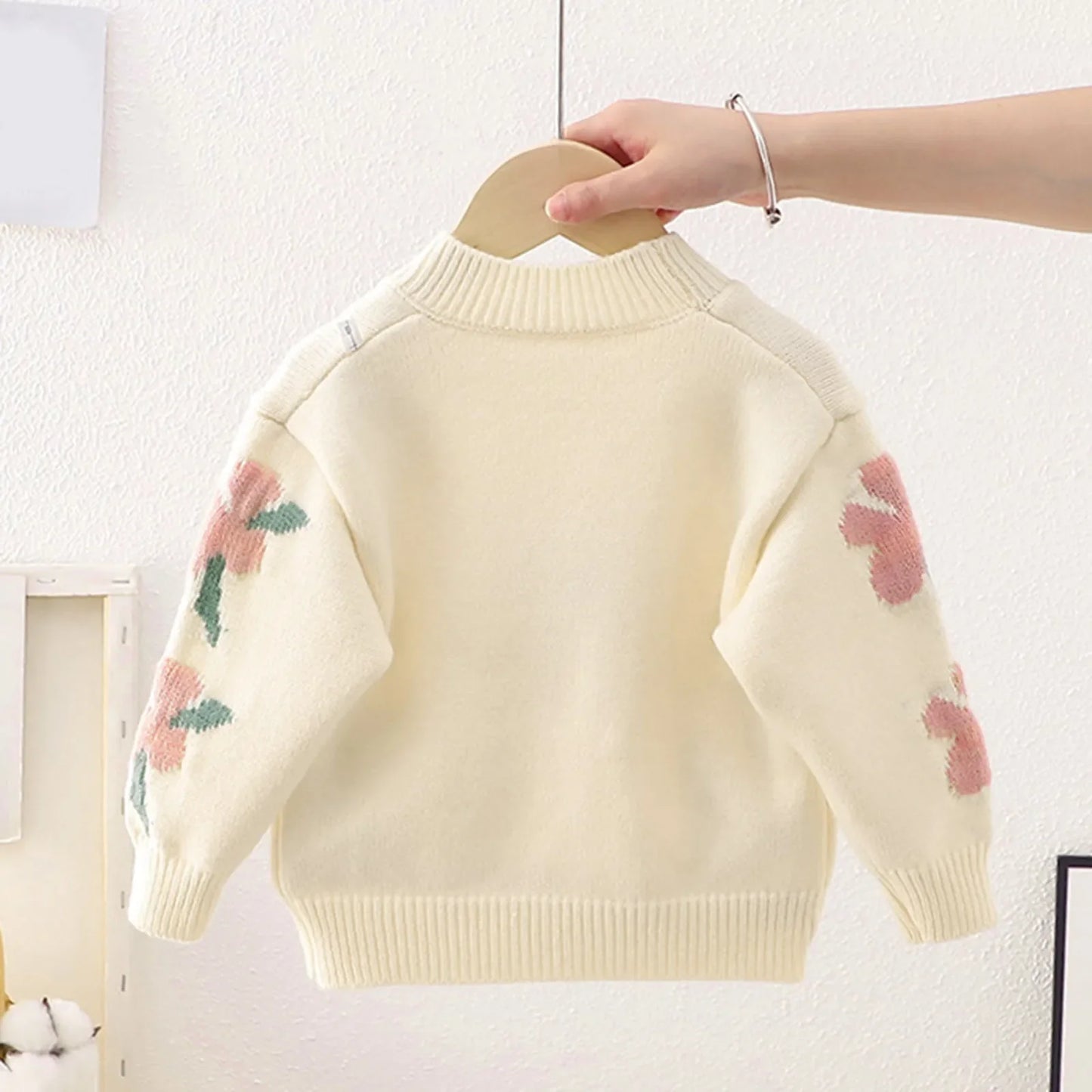 Toddler Kid Clothes Baby Boys Girls Knitted Sweater Embroidered flowers Loose Autumn Winter Warm Children Pullover Sweatshirts