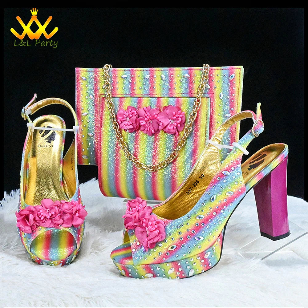 Maxy Super High Heels Fashion 2024 Spring Summer New Design Women Shoes and Bag Set in Wine Color African Design for Wedding