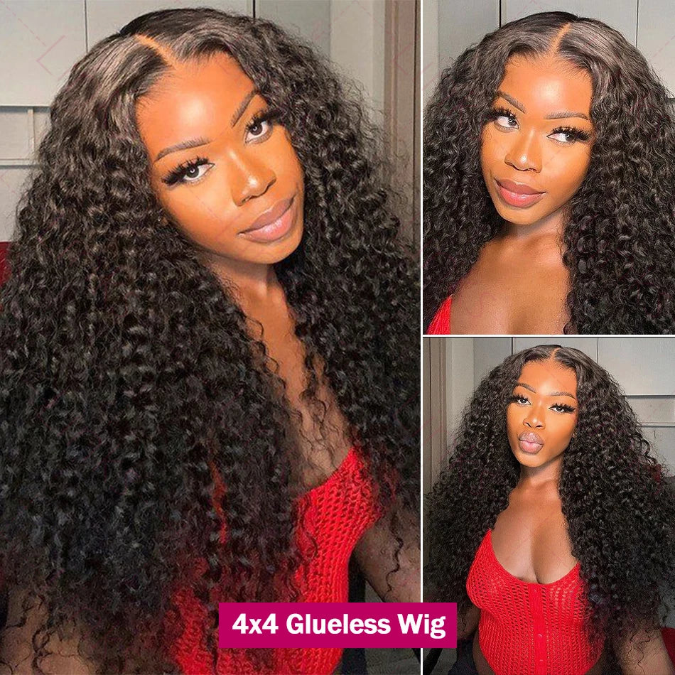 Maxy Deep Wave Glueless Wigs Human Hair Pre Plucked Pre Cut 5x5 4x4 Wigs Curly Lace Wigs Human Hair 250 Density Wet And Wavy