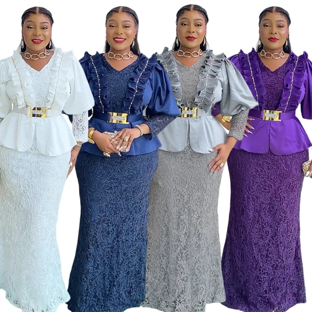 Amay African Dresses for Women New Fashion Plus Size Sequin Evening Party Long Dress Dashiki Ankara Outfits Robe African Clothes