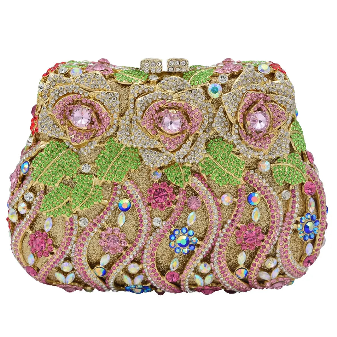Maxy Colorful Women Flower Stone Clutch Dinner Party Evening Bags Wedding Bridal Crystal Minaudiere Floral Handbag Diamond Gift Purse