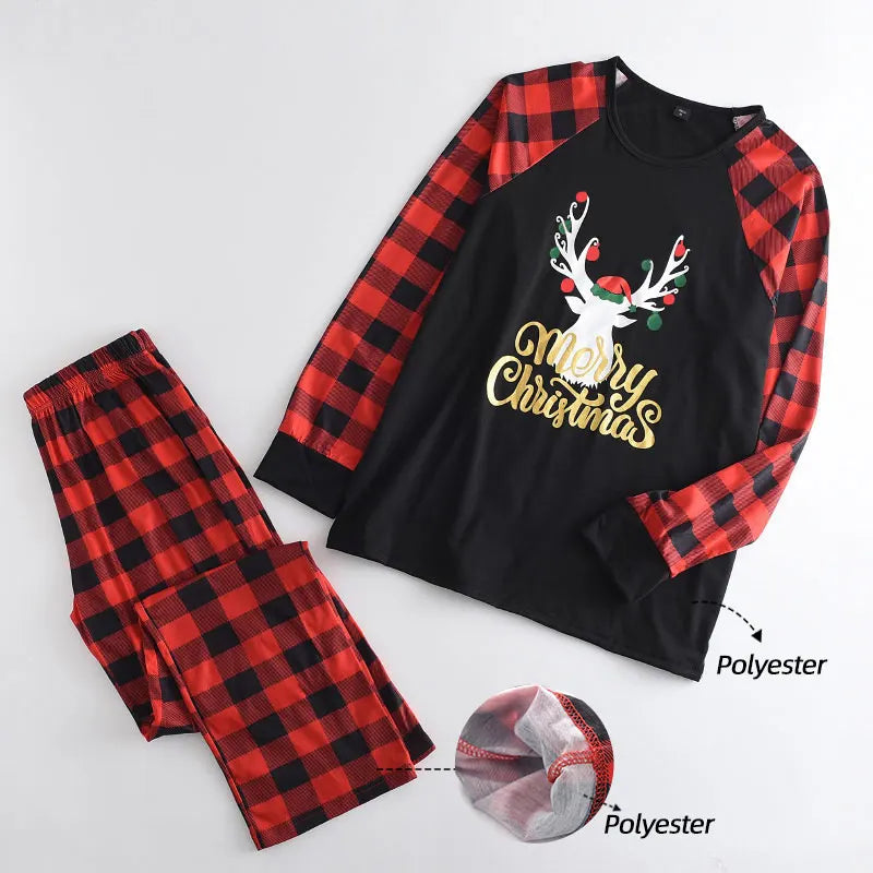 Maxy Bear Leader Christmas Father Mother Kids Clothes Top+Pants Family Matching Outfit Lattice Xmas Sleepwear Pj's Set Baby Romper