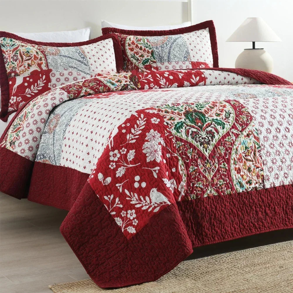 Maxy 3pcs cotton Bedspread on the bed Stitch Patchwork blankets Christmas home decoration bed cover double bedspreads and coverlets