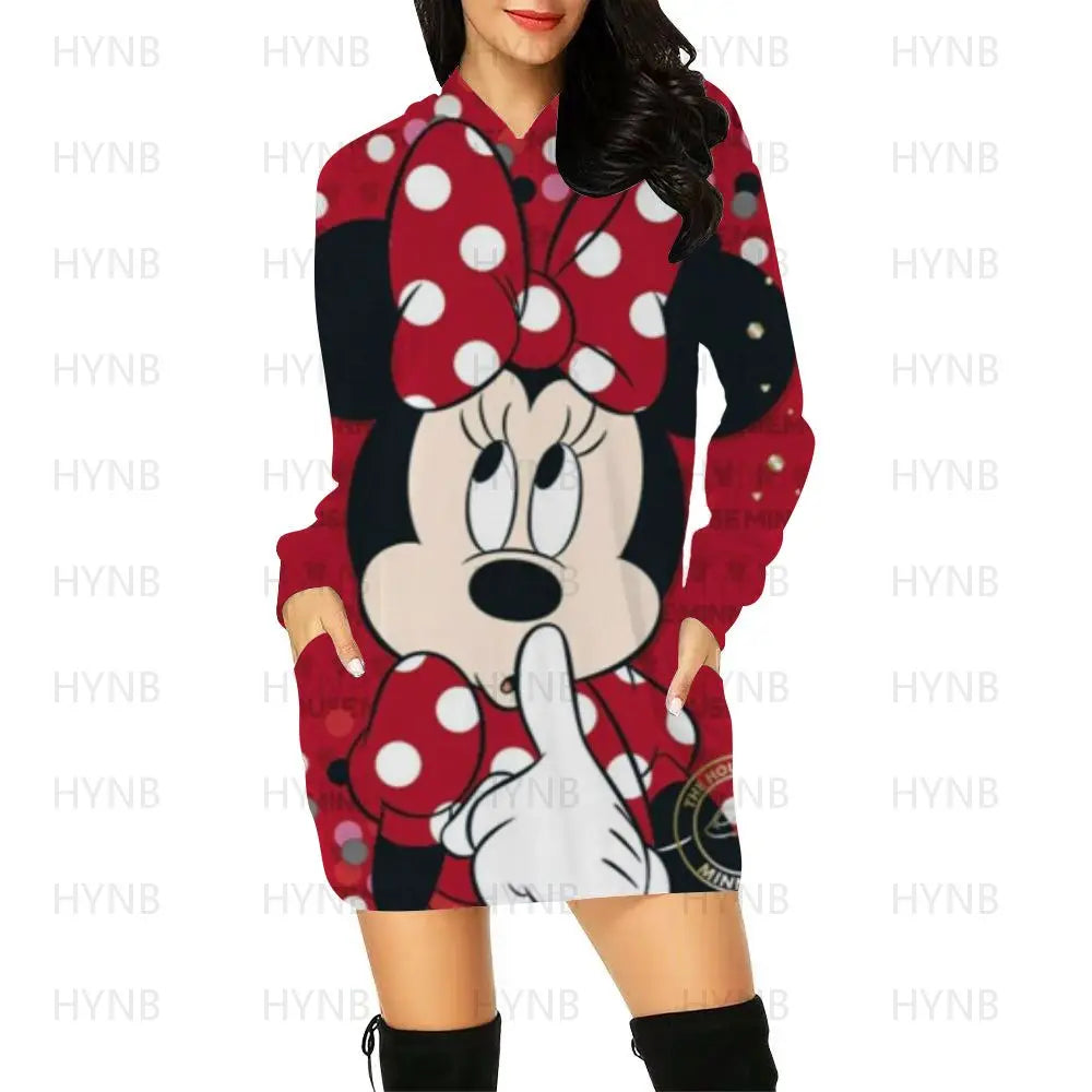 Maxy Sweater Dress Elegant Dresses for Women Long Sleeves Luxury Party Hoodie Disney Kawaii Mickey Women's Mini Minnie Mouse Y2k