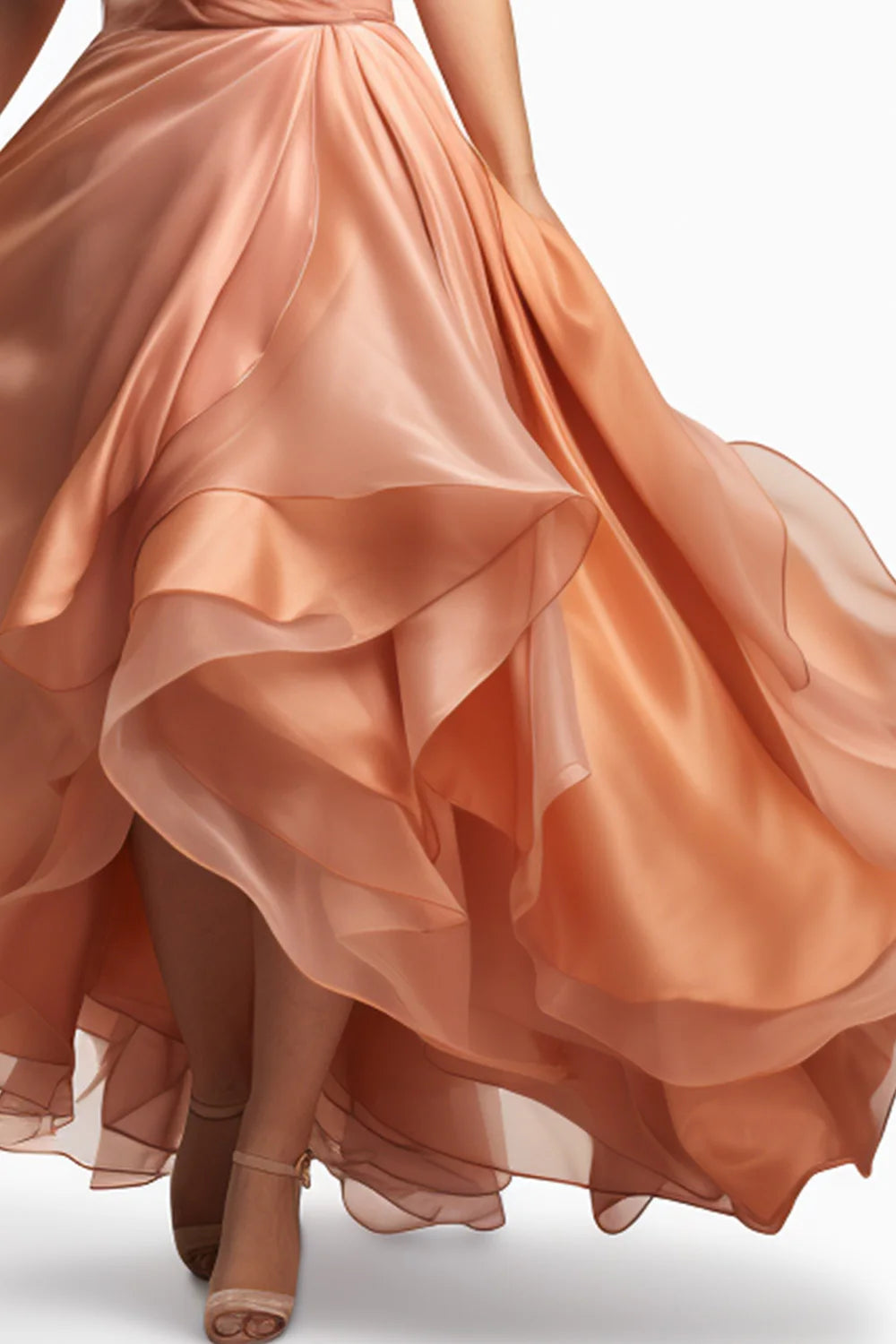 Maxy Fly curvy Plus Size Wedding Guest Orange Organza Wrap Cami Maxy Dress Women