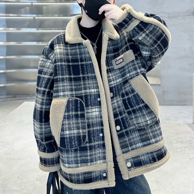 Amay Boys Woolen Coats Jackets Plus Thicken Vintage Warm Velvet Winter Autumn Cotton Tracksuit Sport Children's Clothing