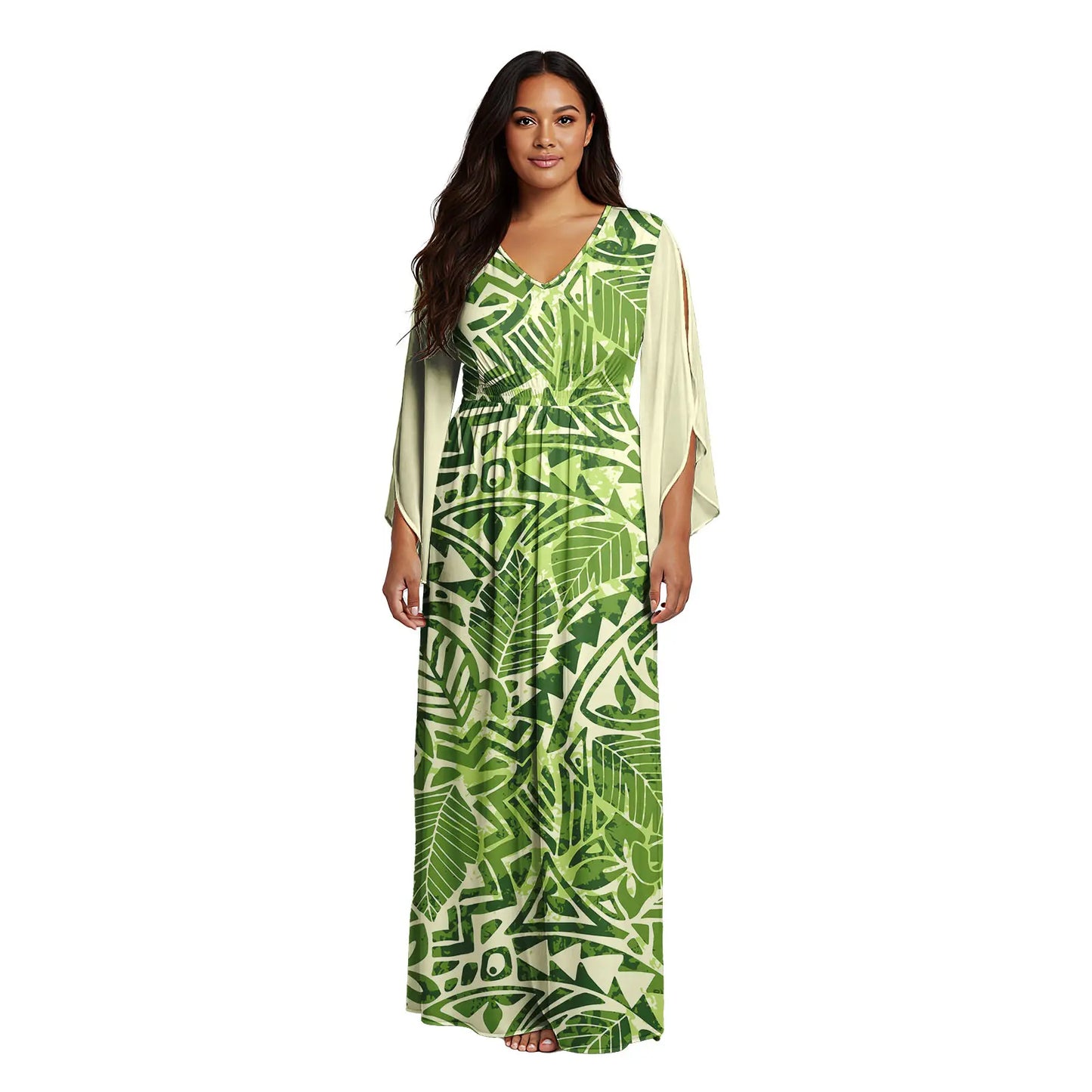 Maxy Latest Women's V-neck Dress Custom Sexy Evening Gown Polynesian Samoan Tribal Pattern Design Casual Dress