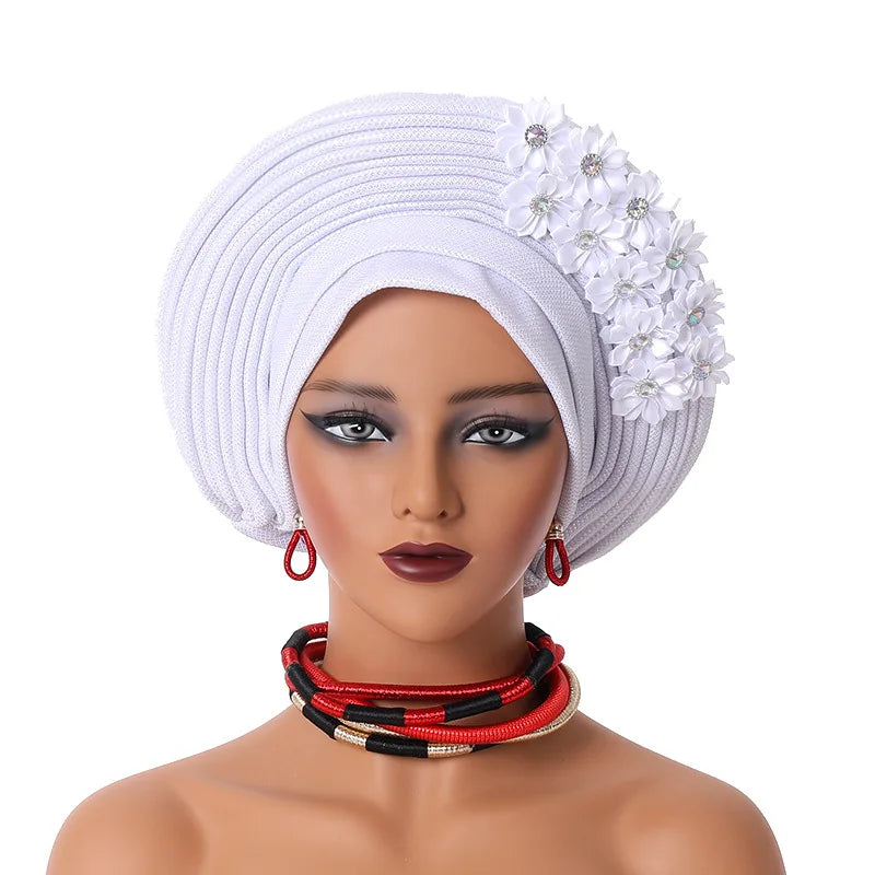 Maxy Gele Head tie Auto Gele Turban Head warp Already Made African Turban Cap Party Women Muslim Hijab Headscarf Bonnet Hat