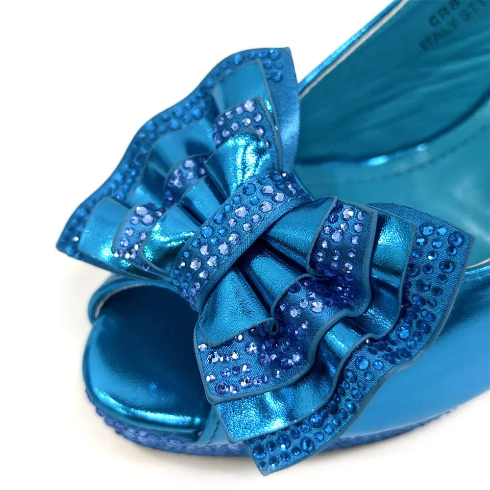 New Designer Specials Maxy Women Heels Shoes and Bag Set Sky Blue Color Comfortable With Rhinestone for Party