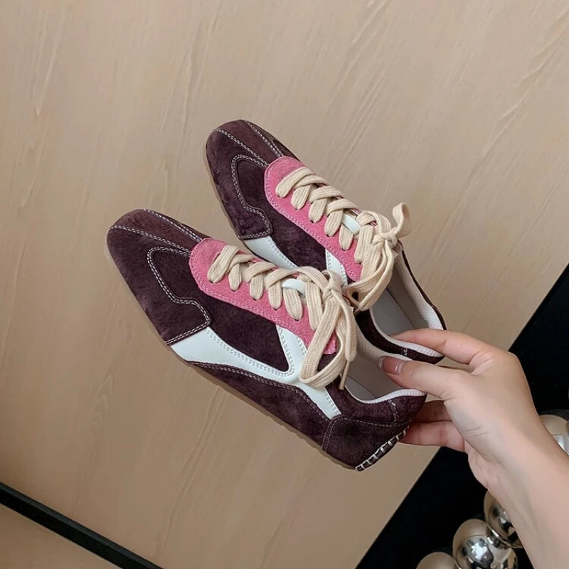 Maxy Japanese and Korean French flat casual shoes for women's spring and summer fashion lace up walking sports shoes women's shoes