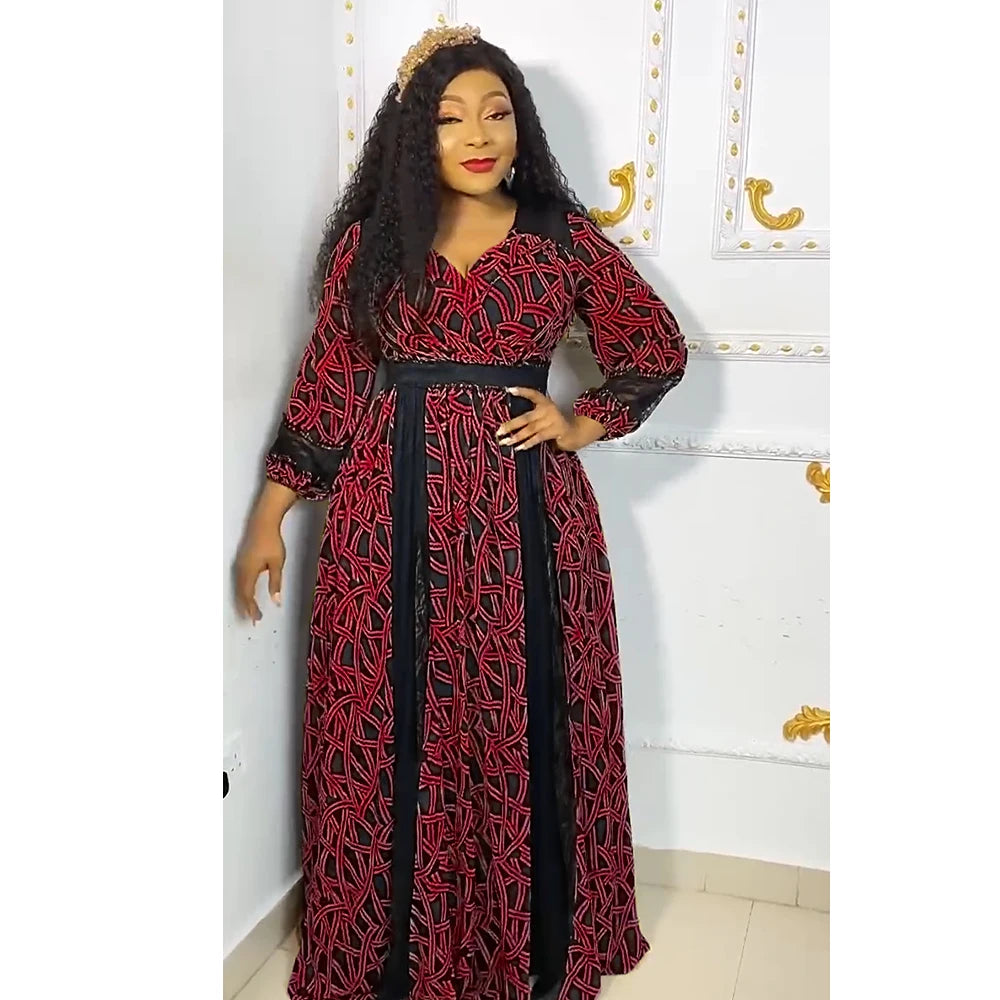 Maxy Plus Size African Party Dresses for Women New Fashion Dashiki Ankara Print Wedding Gowns Elegant Turkey Muslim Maxy Dress