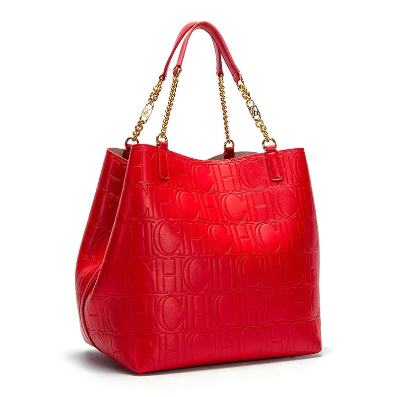 Maxy CHCH Women's Tote Bag New Steel Embossed Handbag Large Capacity Business Storage Bag