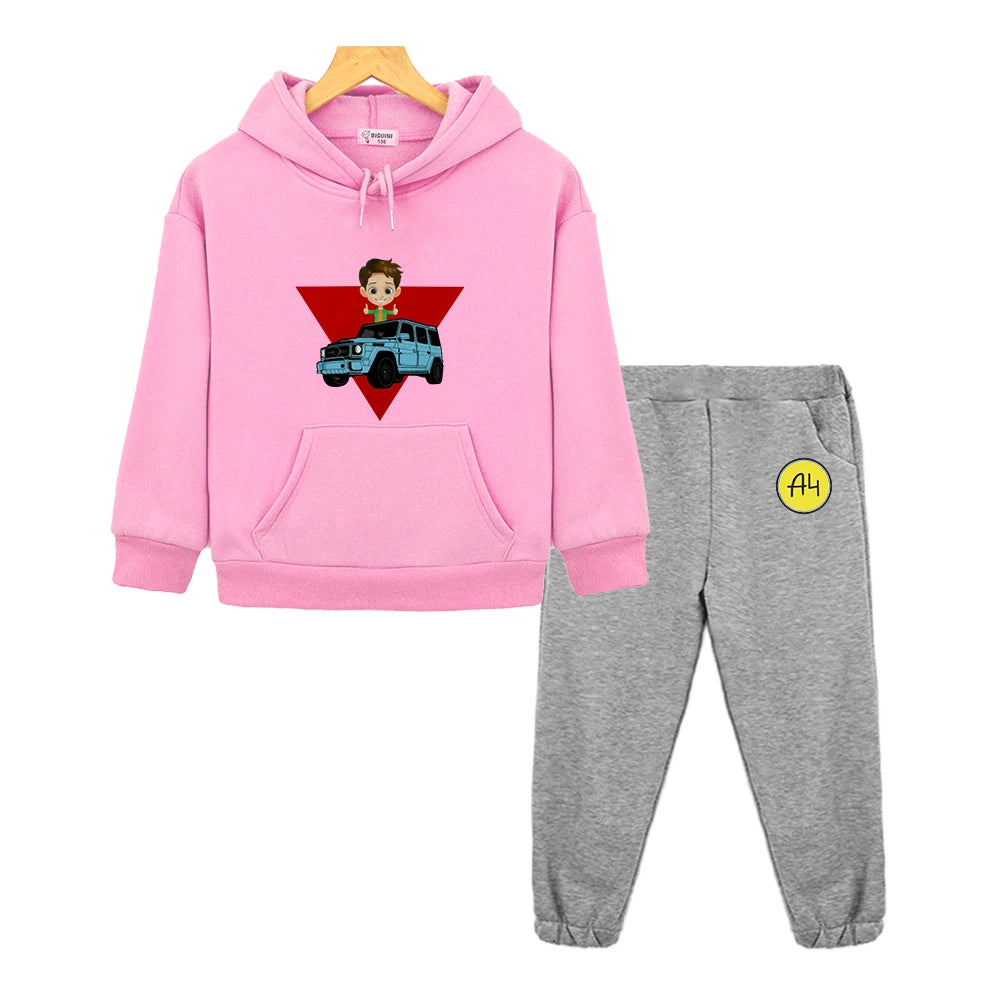 Maxy Kids Merch A4 Hoodie for Boy Suit мерч а4 Sweatshirt with Hood Children Costume Set Child Toddler Girl Winter Clothes Top Pants