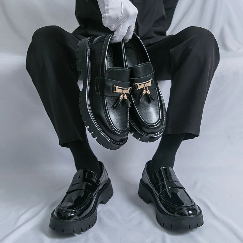 Visco Four Seasons Classic Men Formal Leather Shoes Men Casual Thick-soled Anti-slip Fashionable Loafers Wedding Banquet Shoes Men