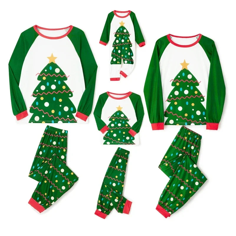 Max Christmas Family Matching Pajama Sets Cute Christmas Tree Elk Sleepwear Holiday PJS Sleepwear for Couples Kids Baby