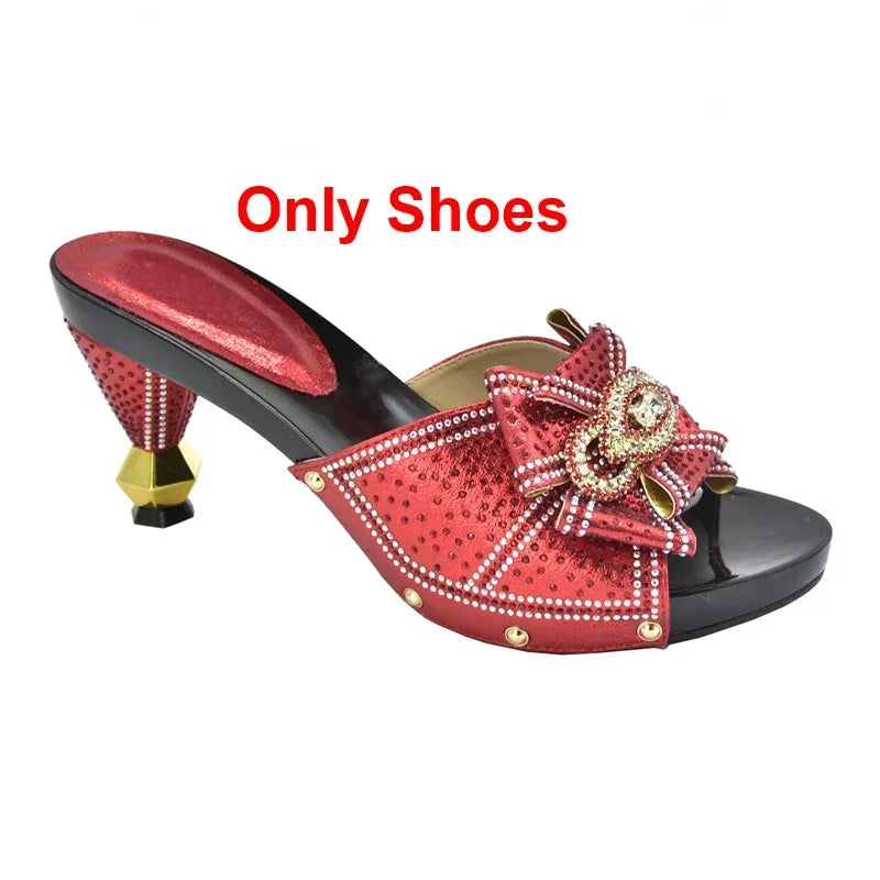 Maxy New Shoes with Matching Bag Set Decorated with Appliques African Shoes and Bags Matching Set Elegant Italian Women Pumps