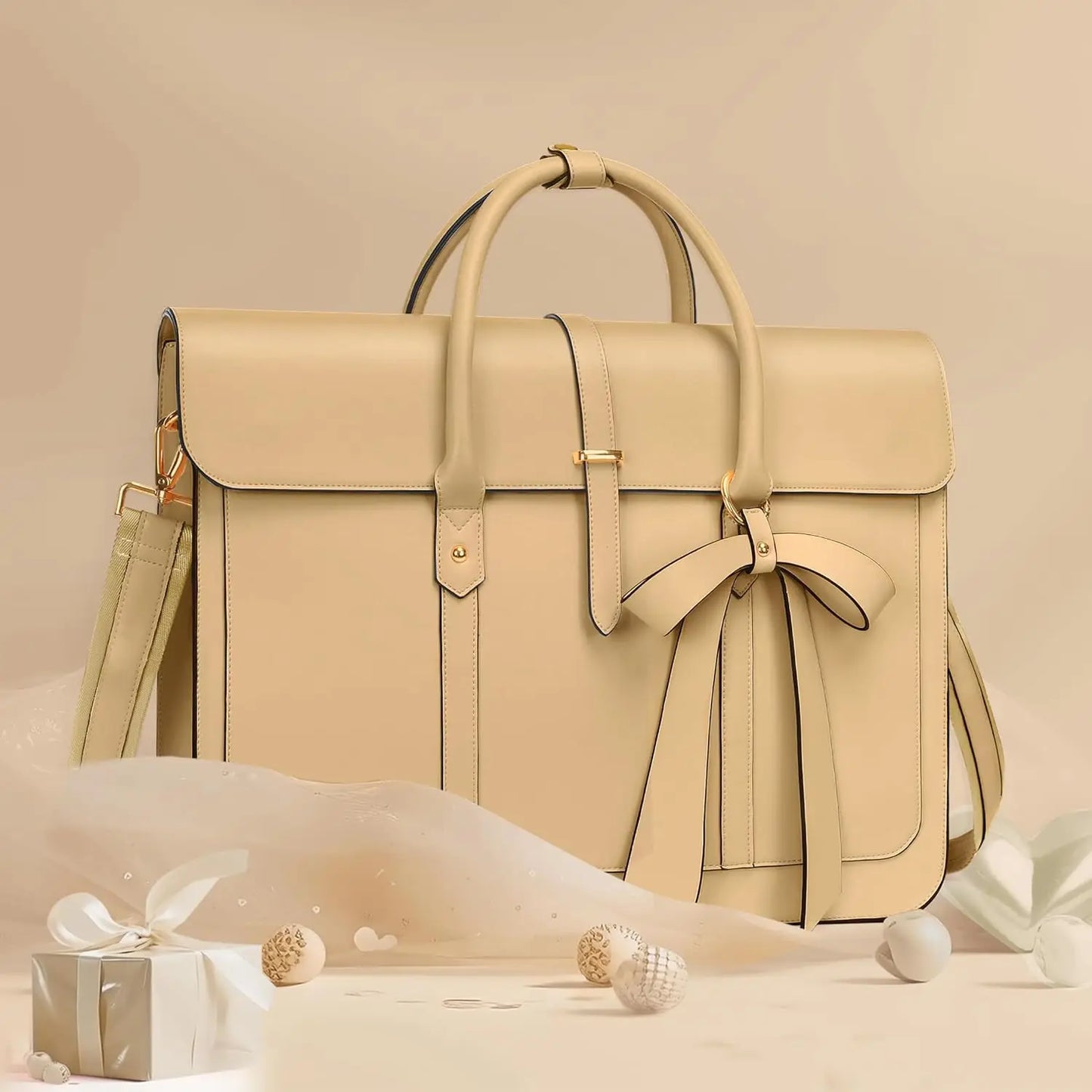 Maxy 13.3 14 15 16 17.3-inch Laptop Bag for MacBook Air Pro M3 M2 Notebook Women PU Leather Tote Laptop Shoulder Bag Backpack Handbag
