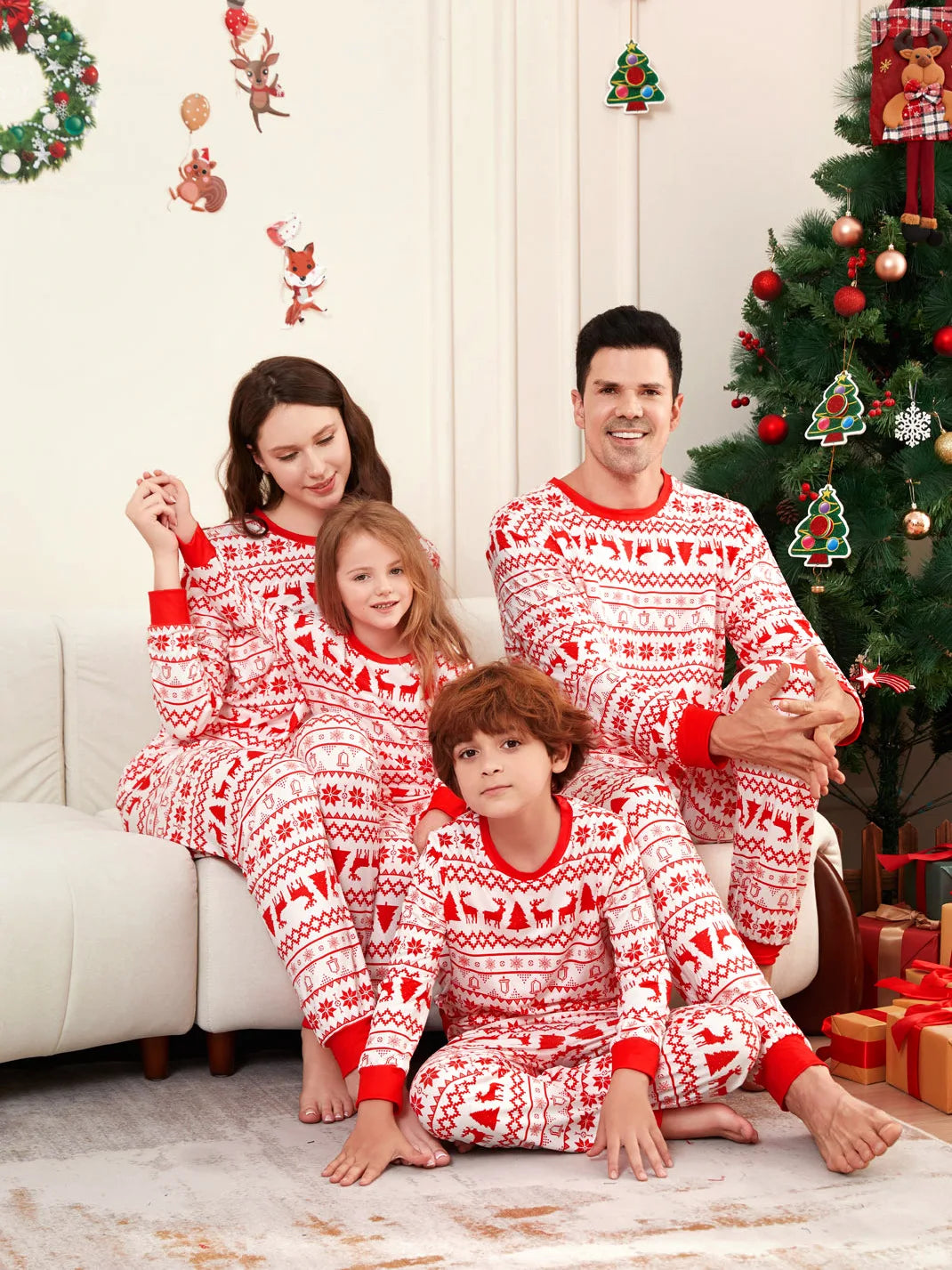 Christmas Pajamas Family Red White Stripe Christmas Pajamas Family Matching Set Long Sleeve Christmas Pjs