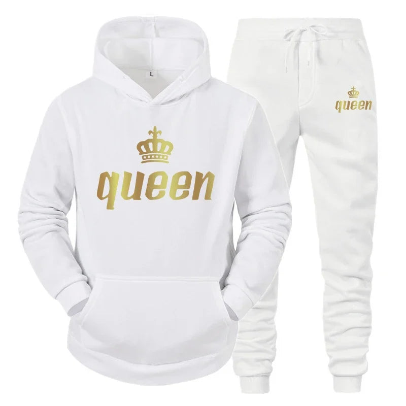 Maxy King And Queen Couple Outfit Hoodie and Jogger Pants High Quality Men Women Daily Casual Sport Jogging Suit King Queen Tracksuit