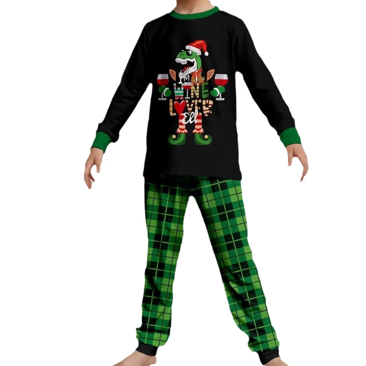 New Christmas family suit cartoon color cow head printed family suit cotton soft round neck long sleeve pajamas pants 2 sets