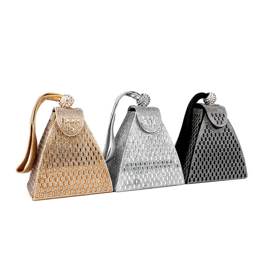Maxy Fashion Lady Evening Bags Acrylic Day Clutch Triangle Design Diamonds Party Shoulder Handbags Banquet Purse