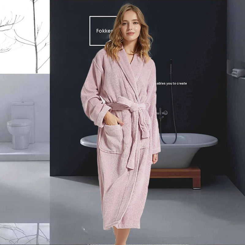 Summer Women Bathrobe Long Cotton Warm Nightgown Towel Bathrobe Thickening Plus Size XXL Autumn Winter Pajamas Home Service