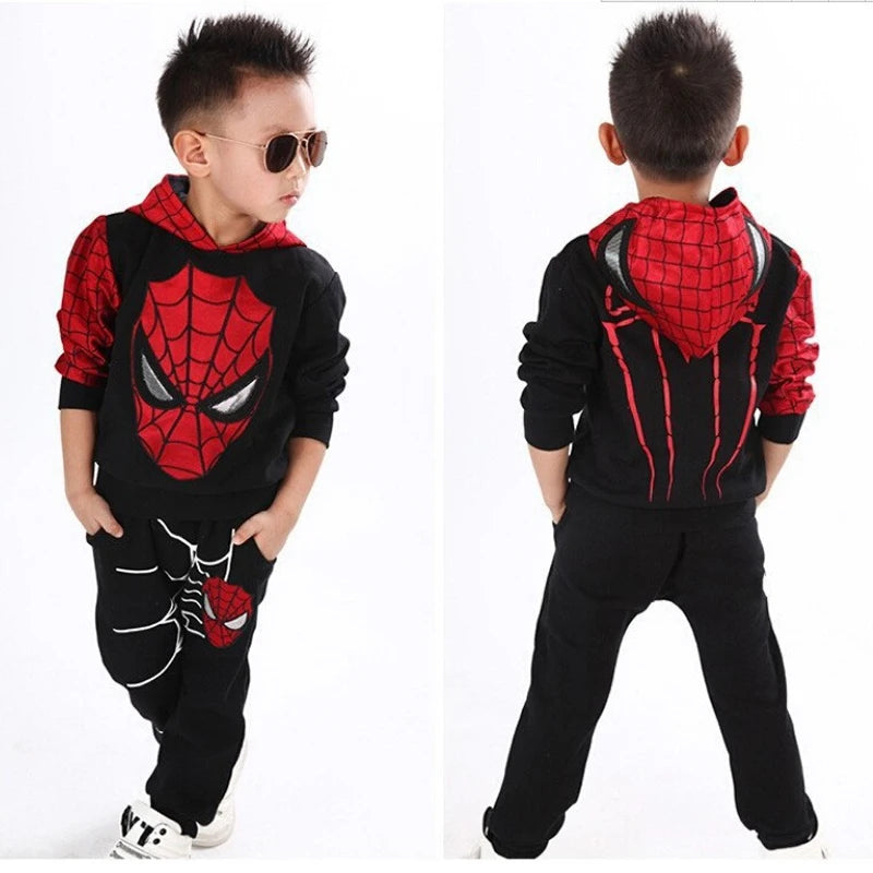 Maxy Cartoon Superhero Children Costume Baby Boy Clothing Set Spring Coat Kid Pant 2pcs Clothes Suit Girl Hoodies Sweatshirt Trousers