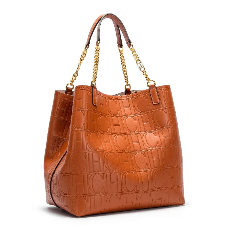 Maxy CHCH Women's Tote Bag New Steel Embossed Handbag Large Capacity Business Storage Bag