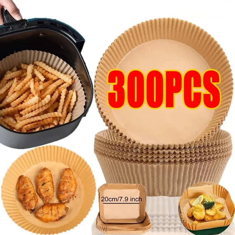 23CM Air Fryer Disposable Baking Paper Liner Non-Stick Mat Steamer Square Round Parchment for Microwave Oven Kitchen Cookers
