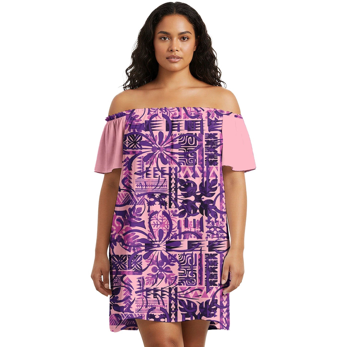 Maxy Flower Print Polynesian Micronesia Custom Dress Short Sleeve Hawaii Stylish Prom Fiji Samoa Tribal Prom Evening Dresses Lady