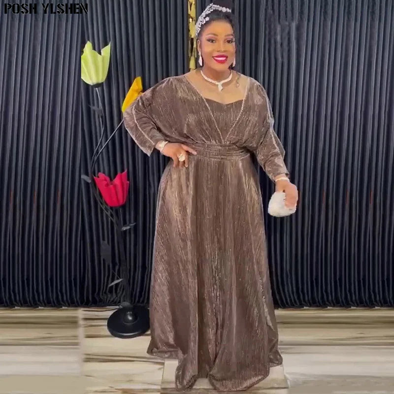 Amay Plus Size Evening Dresses for Women African Luxury Glitter Gown Elegant Turkey Wedding Party Long Dress Ankara Ladies Clothing