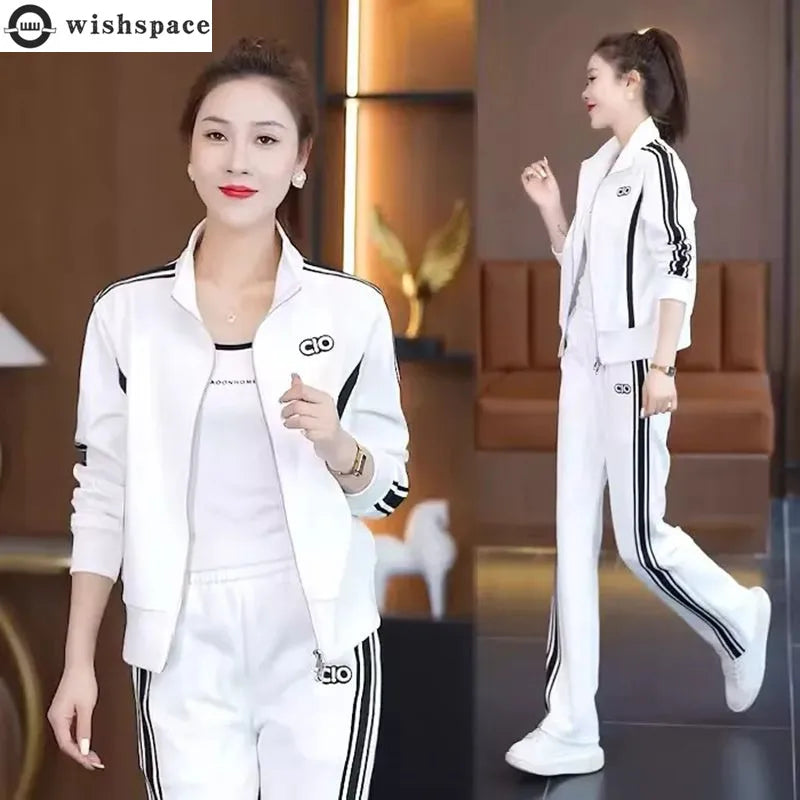 Maxy Fashionable Casual Sportswear Set for Women's Spring and Autumn New Western-style Age Reducing Running Suit Two-piece Set