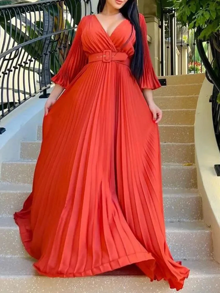 Amay Dress for Women Autumn Fashion Dashiki Solid Color 2 New Arrival Robe Elegant Party Maxy Dress