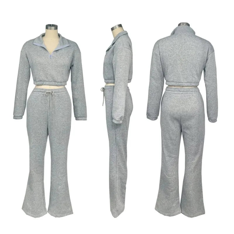 Maxy Solid Casual Tracksuits Set Women Two Piece Set Sporty Long Sleeve Sweatshirt Top and Sweatpants Joggers Workout Sweatsuits