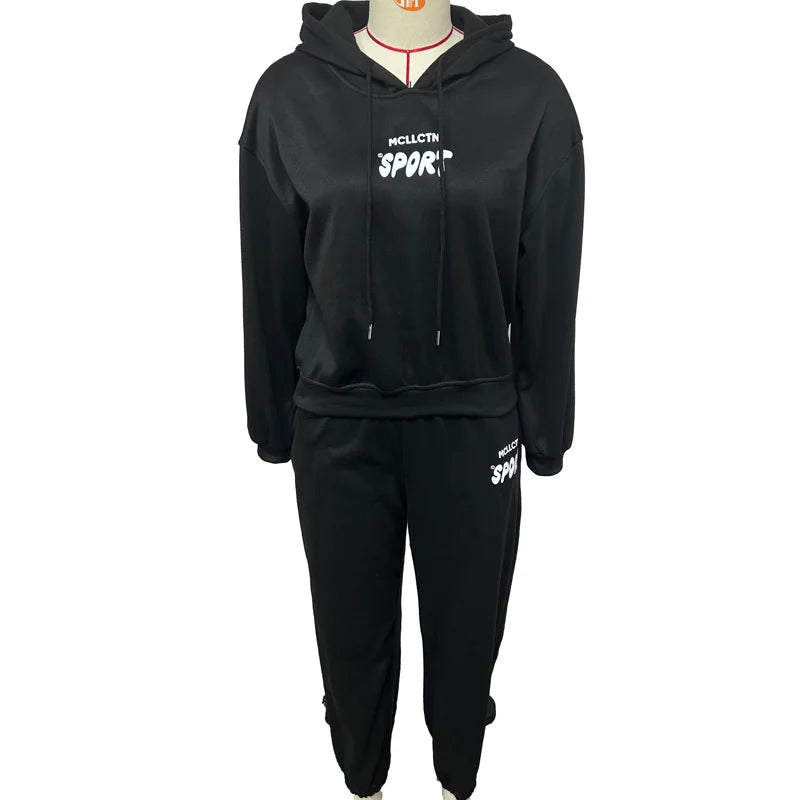 Maxy Winter New Two Piece set Fleece Hoodie Pant Set y2k Sweatshirt Trouser Sportswear Set Workout Suits For Women Casual Hoodie Sets