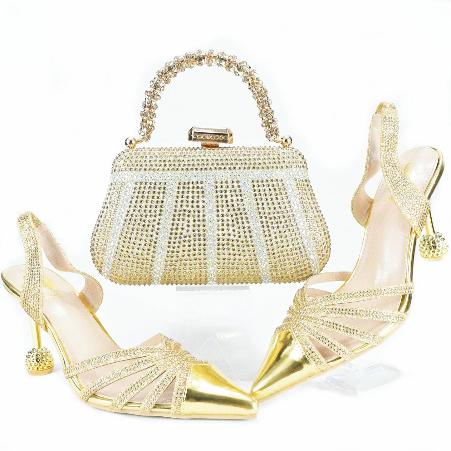 Maxy Shoe and Bag Set New 2024 Women Shoes and Bag Set In silver Shoes with Matching Bag