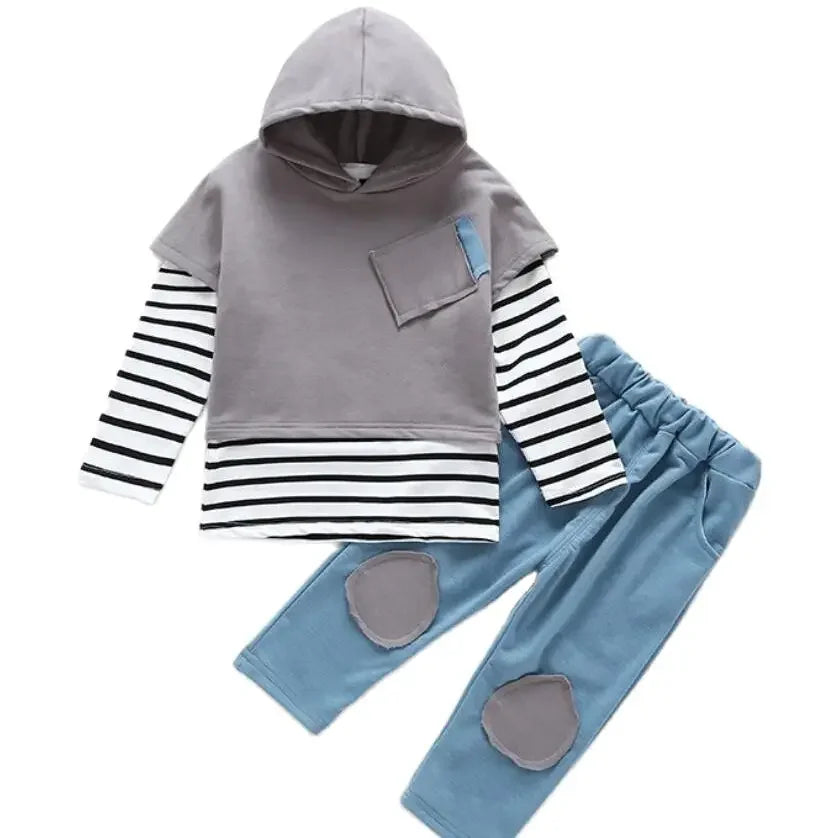 Babs Toddler Boys 3pcs Clothing Sets - Long Sleeve T-shirt + Coat + Pants, Autumn Winter, 1-4 Years Boy Clothes