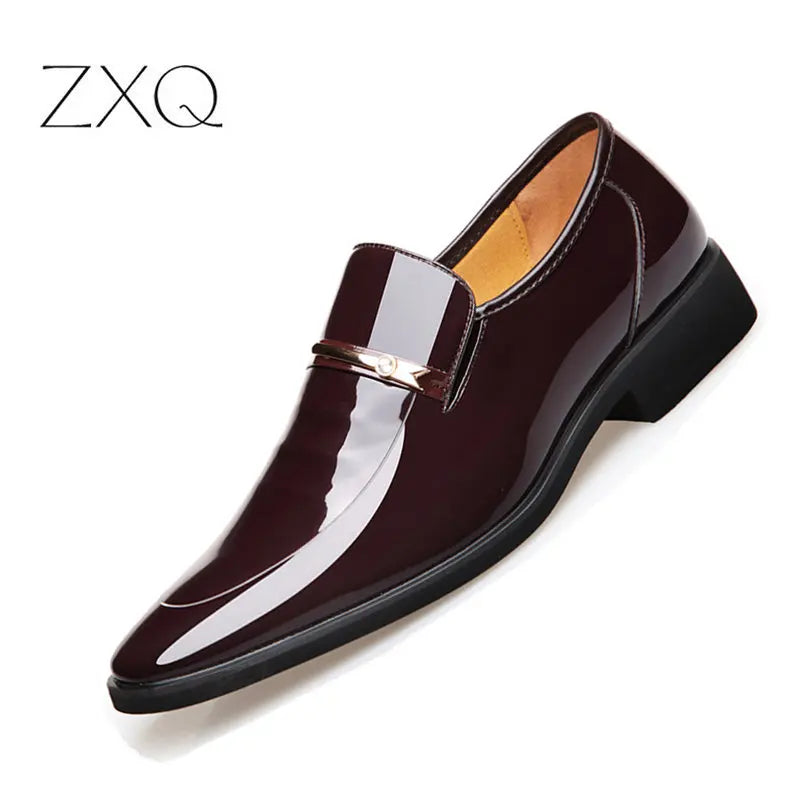 Amay Hot Salemen Dress Italian Leather Shoes Slip On Fashion Men Leather Moccasin Formal Male Shoes Pointed Toe Shoes For Men