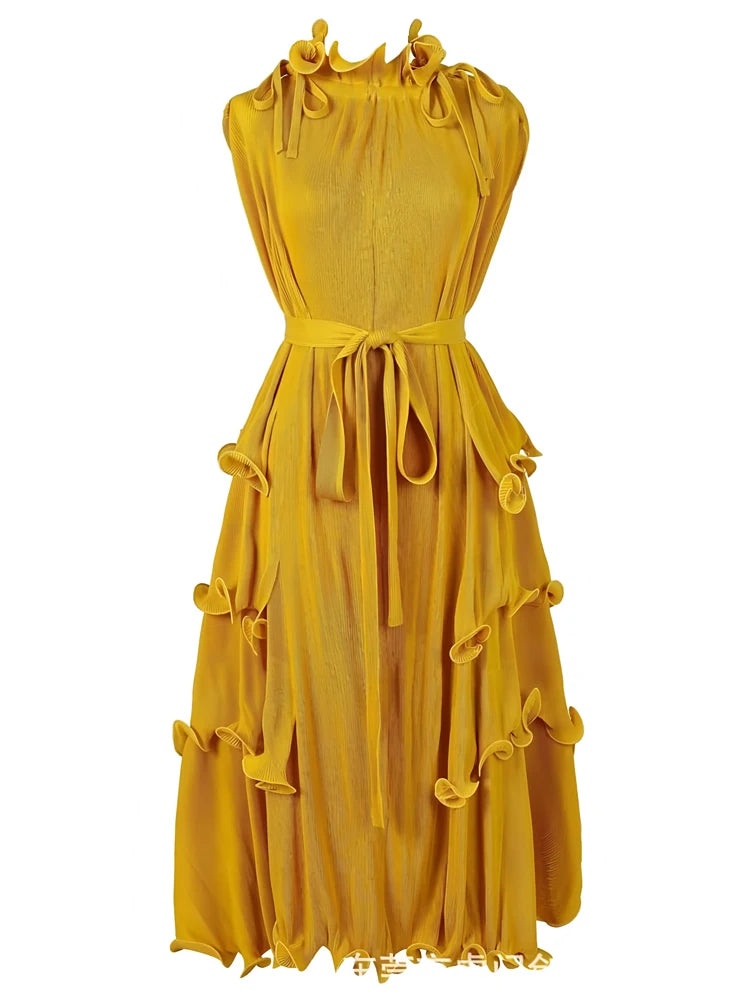 Amay prom Irregular dress for Women pleated clothing Fashion Casual Loose evening party Female plus size Dresses Elegant