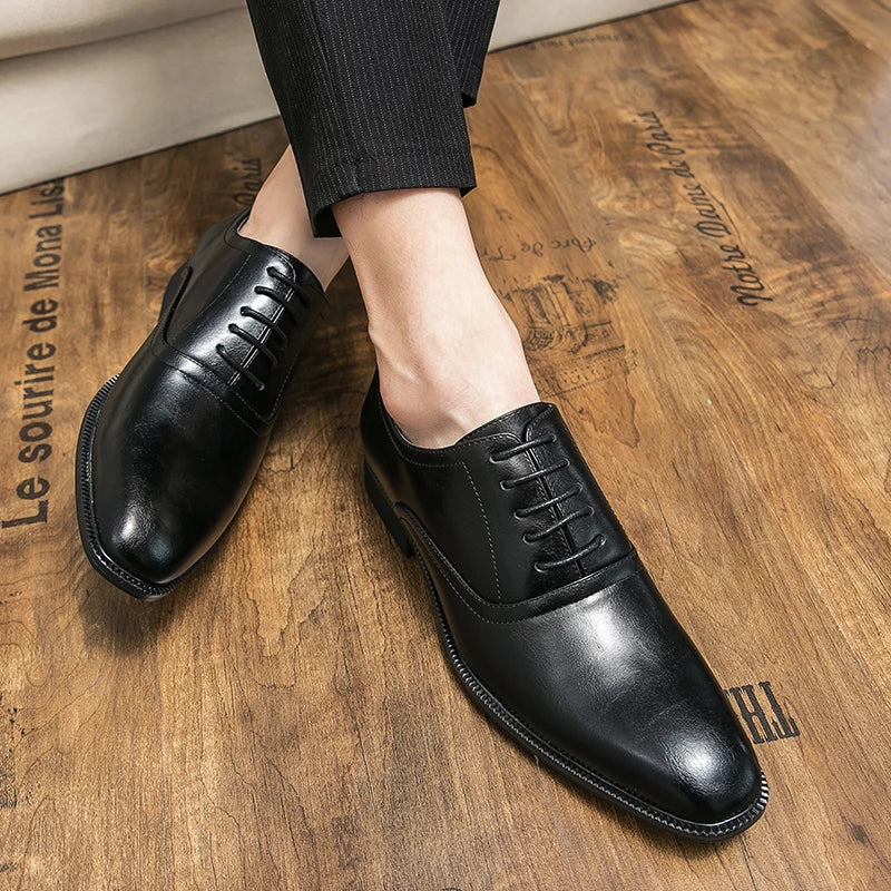 Visco Elegant Leather Men Shoes Italian Formal Dress Male Footwear Luxury Brand Fashion  Office Working Oxford Shoes for Man