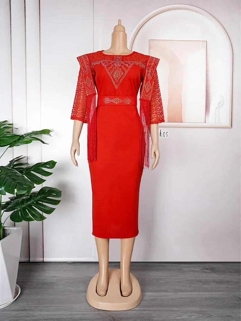 Maxy Plus Size African Party Dresses for Women Summer Fashion Dashiki Ankara Lace Wedding Gowns Elegant Turkey Maxy Dress