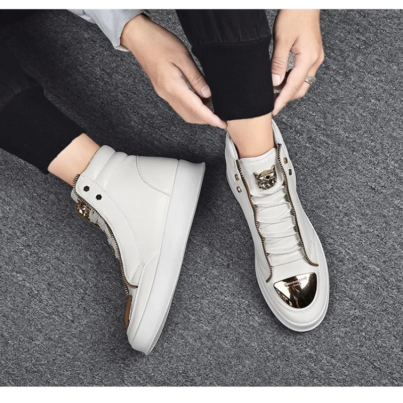 Maxy Casual Shoes Men Sneakers New Fashion Men's Ankle Boots Leopard Platform Shoes designer original Men Boots zapatillas