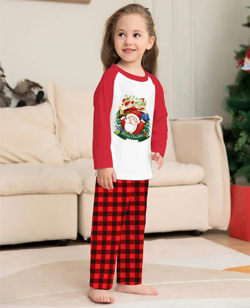 Maxy Winter Christmas Pyjamas Santa Plaid Pattern Family Matching Outfits Adults Kids Clothing Set 2 Pcs Home Suit Xmas Look Pjs