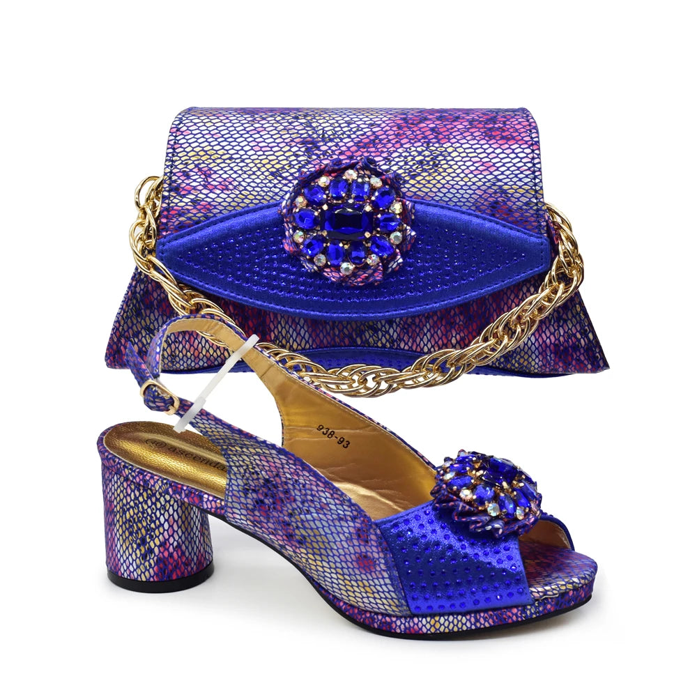 Momsey Shoe and Bag Set New 2024 Women Shoes and Bag Set gold Shoes with Matching Bag