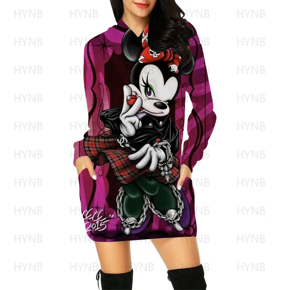 Maxy Sweater Dress Elegant Dresses for Women Long Sleeves Luxury Party Hoodie Disney Kawaii Mickey Women's Mini Minnie Mouse Y2k