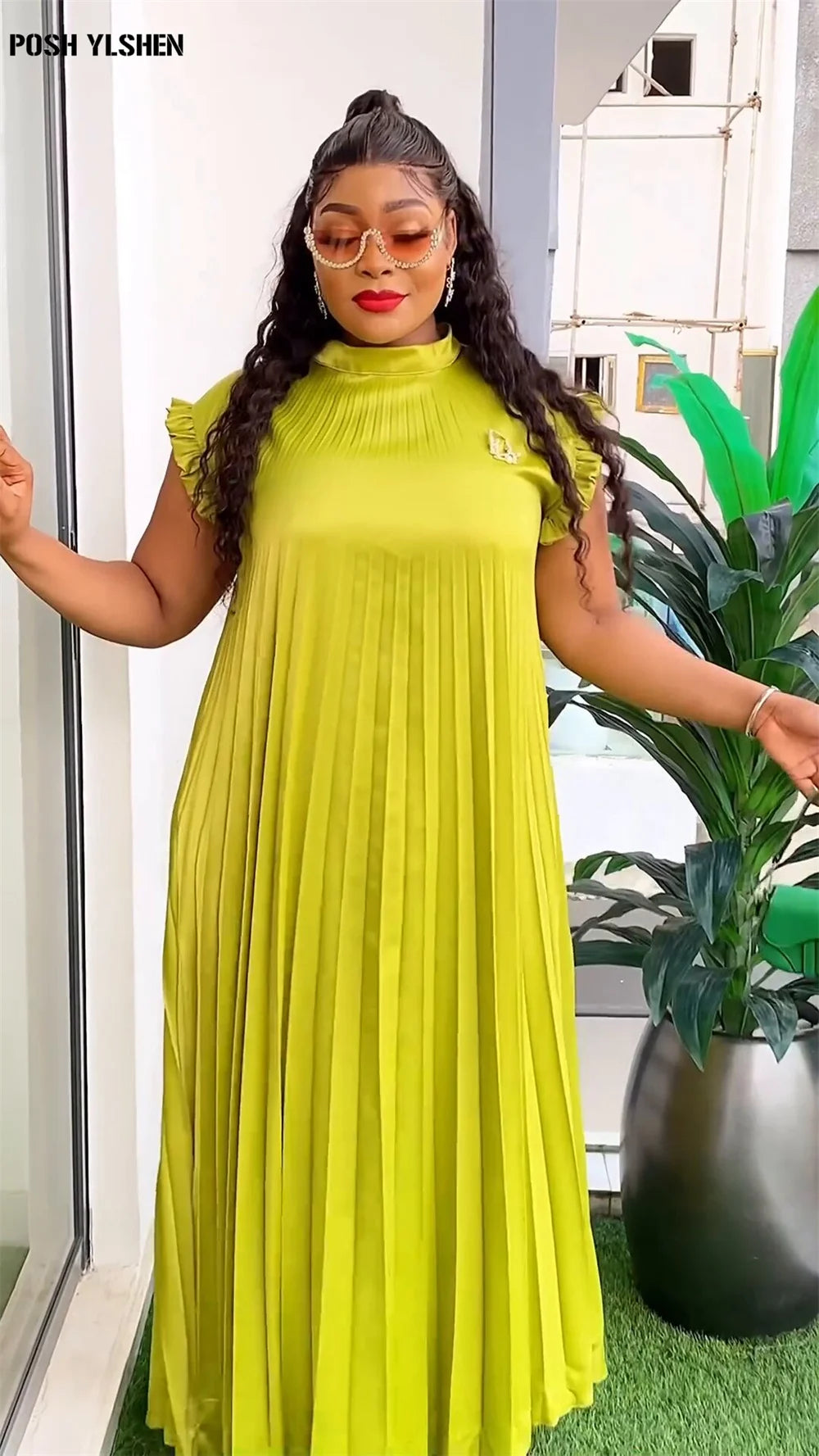 Maxy Pleated Abaya African Dresses for Women Summer Plus Size Traditional Nigeria Caftan Dress Abaya Musulman Robe Femme Clothes