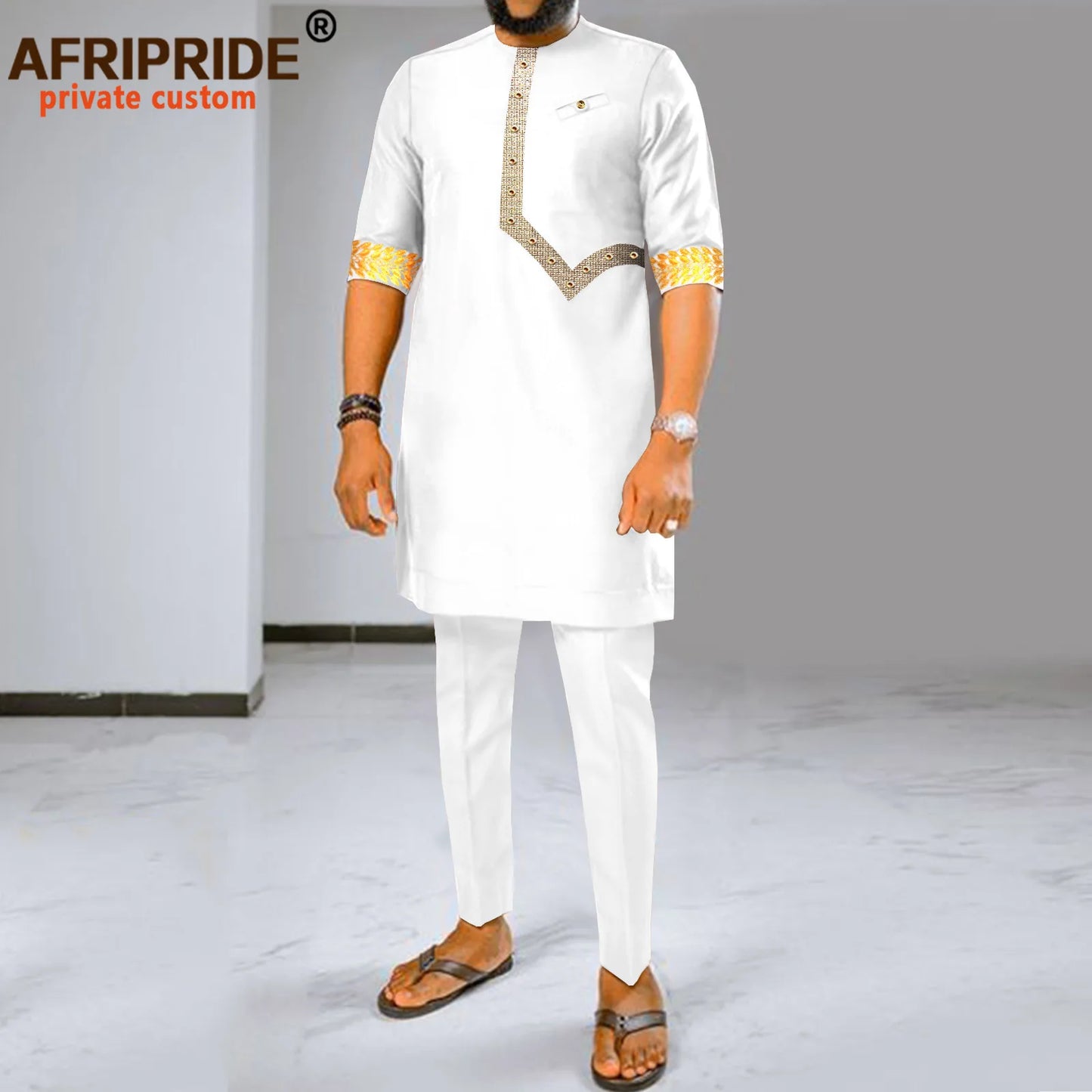 Maxy Men Tracksuit African Clothes 2 Piece Set Dashiki Embroidery Short Sleeve Shirt and Ankara Pants Set Dashiki Outfits 2416017