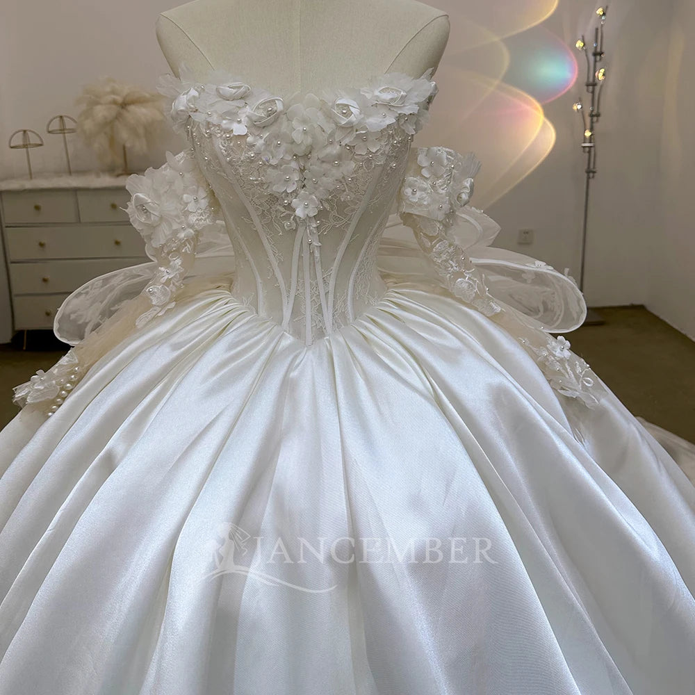 Maxy Appliques Wedding Dresses for Women Bride Romantic Lace Sleeveless Boho Bridal Gown